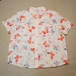 VTG 90's Alfred Dunner Petite Watercolor Butterfly Button Up Top Size 14P